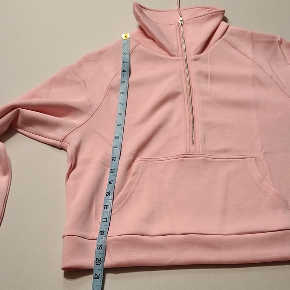 Mangopop Pink Women's Half-Zip Versatile Pullover NWT Medium Kangroo Pockets - Picture 7 of 12